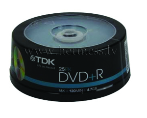 DVD+R 4.7GB/16x, CakeBox 25gab./iepak
